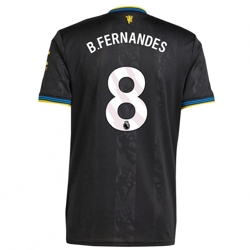 Danxen Kinderen Bruno Fernandes #8 Zwart Geel Blauw Thuisshirt Derde Tenue 2025/26 T-Shirt