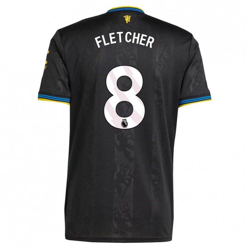 Danxen Kinderen Tyler Fletcher #8 Zwart Geel Blauw Thuisshirt Derde Tenue 2025/26 T-Shirt