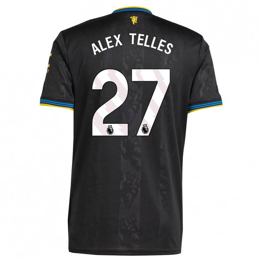 Danxen Kinderen Alex Nicolao Telles #27 Zwart Geel Blauw Thuisshirt Derde Tenue 2025/26 T-Shirt