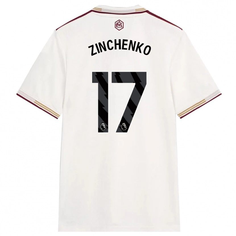 Danxen Kinderen Oleksandr Zinchenko #17 Gebroken Wit Bourgondisch Thuisshirt Derde Tenue 2025/26 T-Shirt