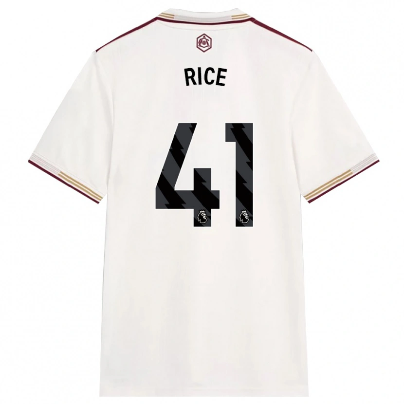Danxen Kinderen Declan Rice #41 Gebroken Wit Bourgondisch Thuisshirt Derde Tenue 2025/26 T-Shirt