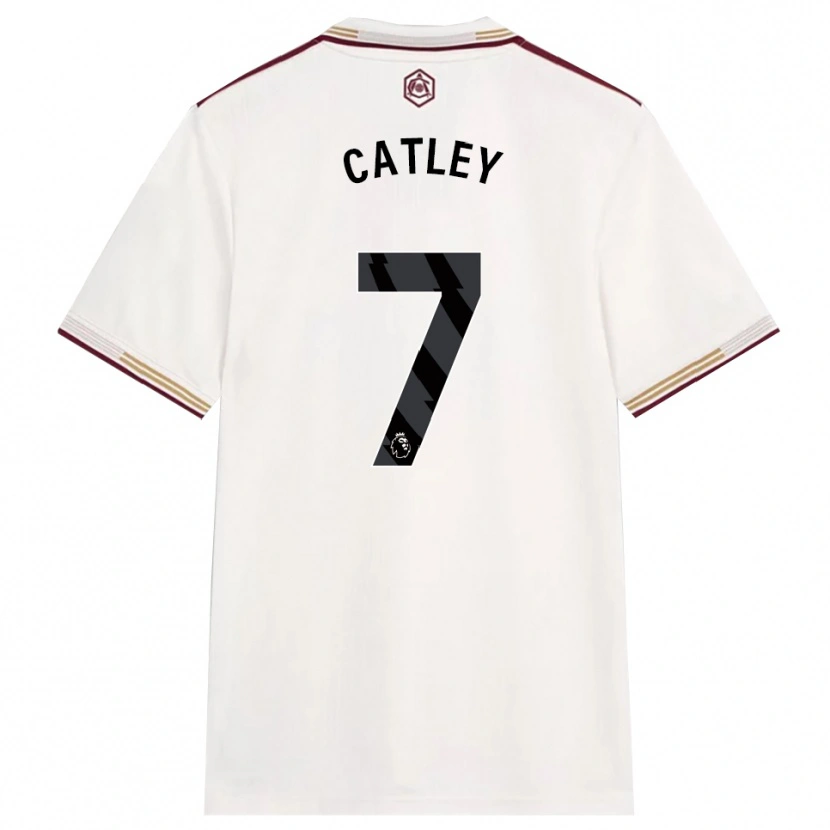 Danxen Kinderen Steph Catley #7 Gebroken Wit Bourgondisch Thuisshirt Derde Tenue 2025/26 T-Shirt
