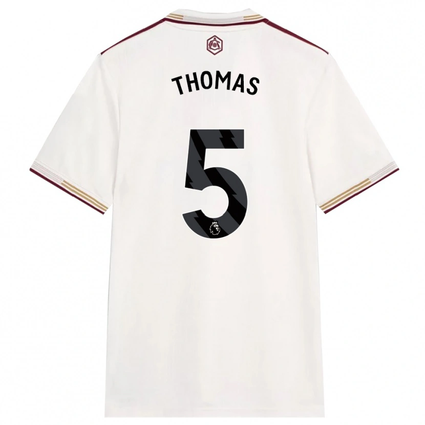 Danxen Kinderen Thomas Partey #5 Gebroken Wit Bourgondisch Thuisshirt Derde Tenue 2025/26 T-Shirt