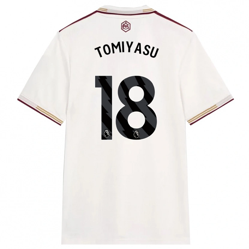 Danxen Kinderen Takehiro Tomiyasu #18 Gebroken Wit Bourgondisch Thuisshirt Derde Tenue 2025/26 T-Shirt