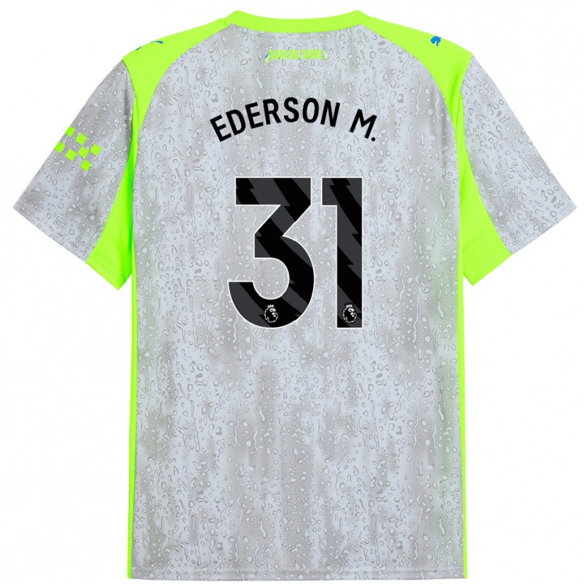 Danxen Kinderen Ederson #31 Grijs Geel Thuisshirt Derde Tenue 2025/26 T-Shirt