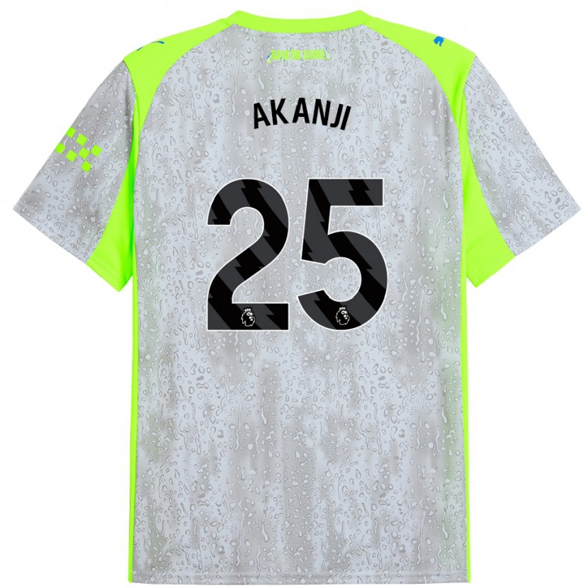 Danxen Kinderen Manuel Akanji #25 Grijs Geel Thuisshirt Derde Tenue 2025/26 T-Shirt