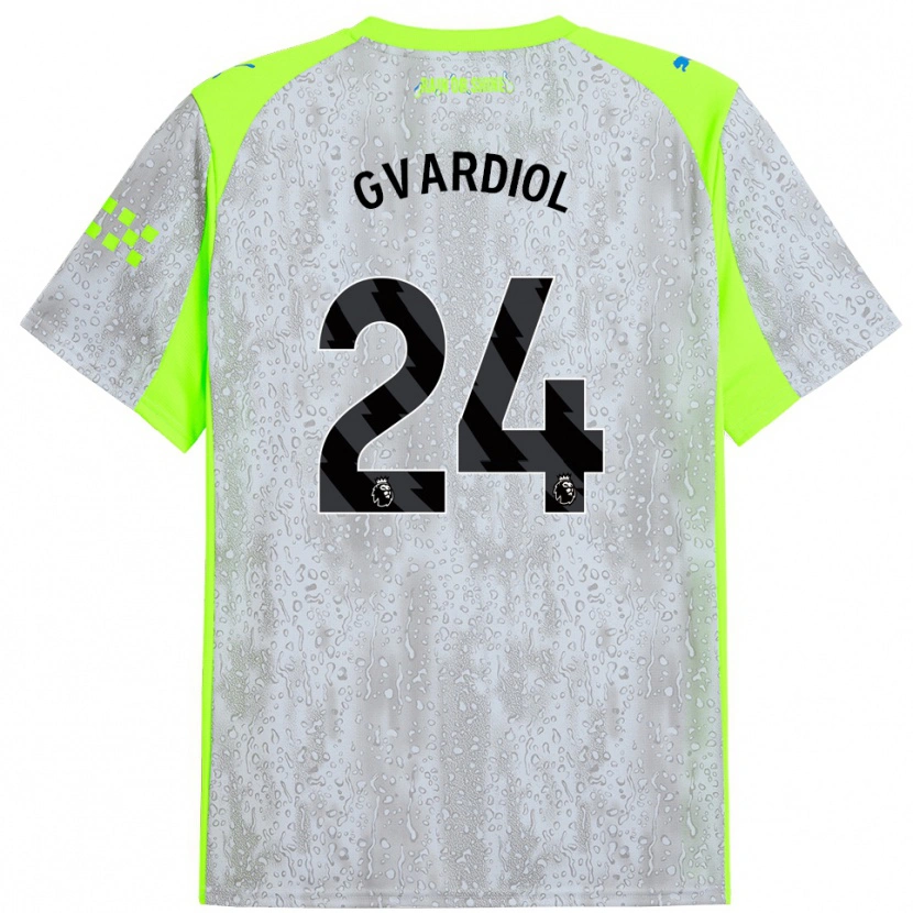 Danxen Kinderen Josko Gvardiol #24 Grijs Geel Thuisshirt Derde Tenue 2025/26 T-Shirt