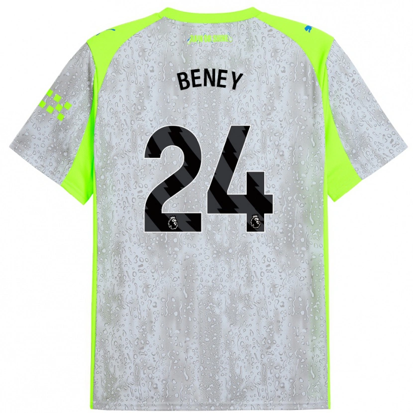 Danxen Kinderen Iman Beney #24 Grijs Geel Thuisshirt Derde Tenue 2025/26 T-Shirt