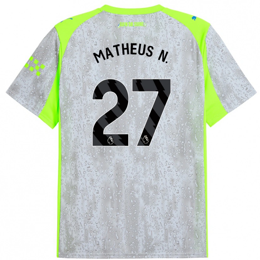 Danxen Kinderen Matheus Nunes #27 Grijs Geel Thuisshirt Derde Tenue 2025/26 T-Shirt