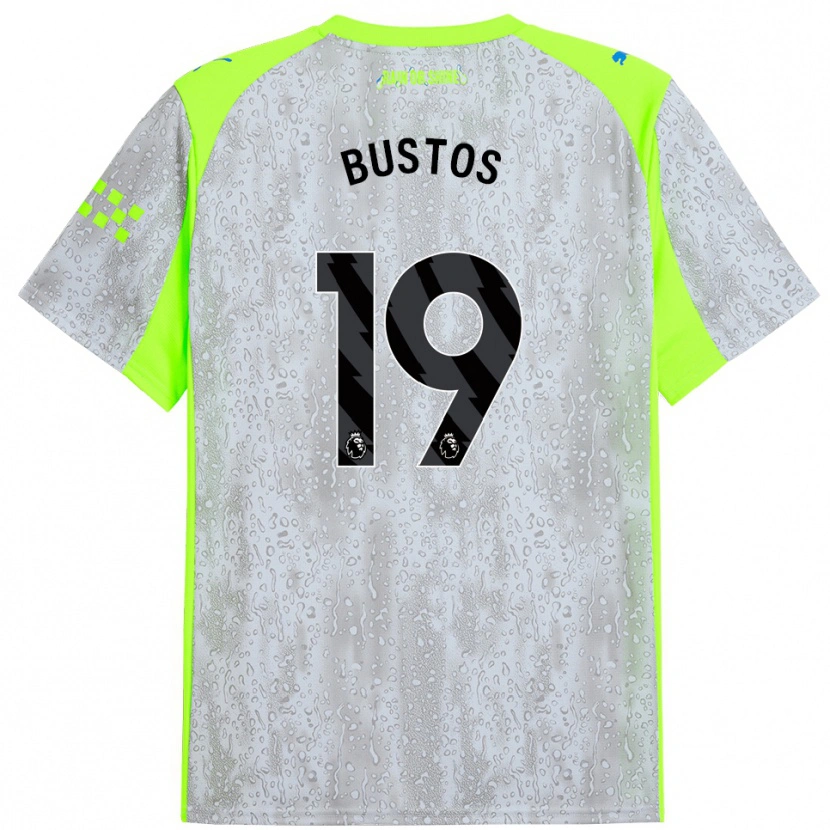 Danxen Kinderen Nahuel Bustos #19 Grijs Geel Thuisshirt Derde Tenue 2025/26 T-Shirt