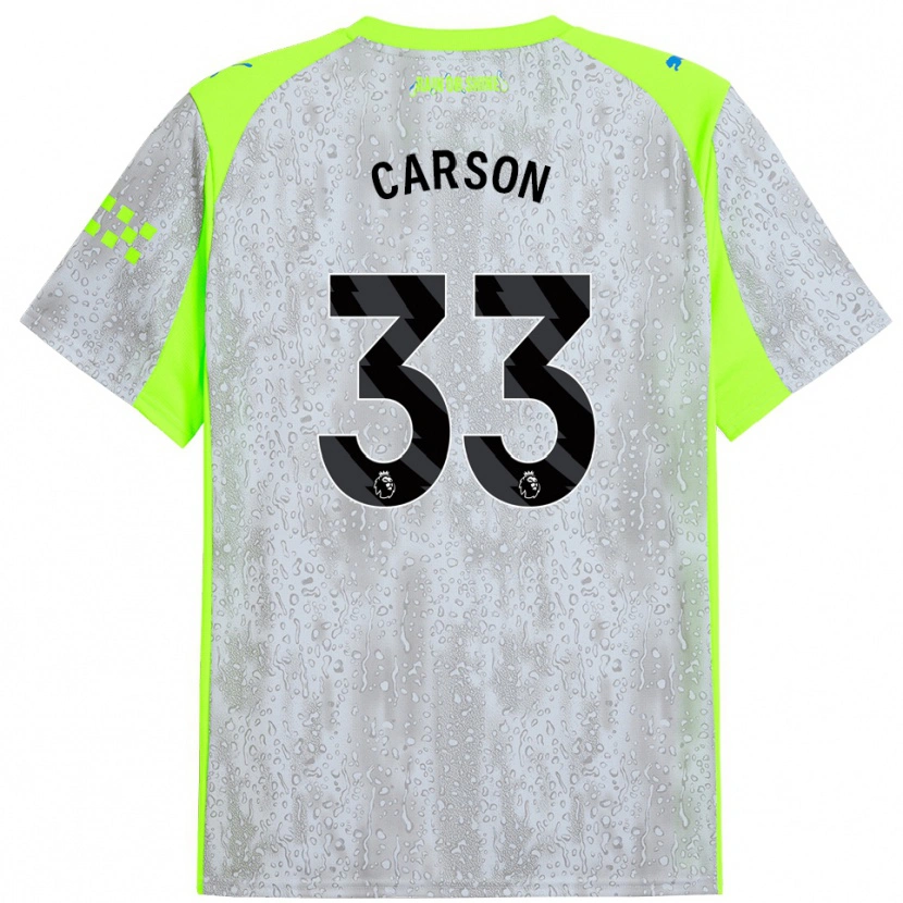 Danxen Kinderen Scott Carson #33 Grijs Geel Thuisshirt Derde Tenue 2025/26 T-Shirt