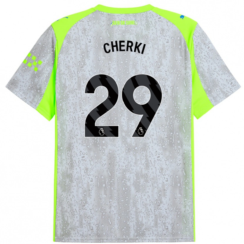 Danxen Kinderen Rayan Cherki #29 Grijs Geel Thuisshirt Derde Tenue 2025/26 T-Shirt