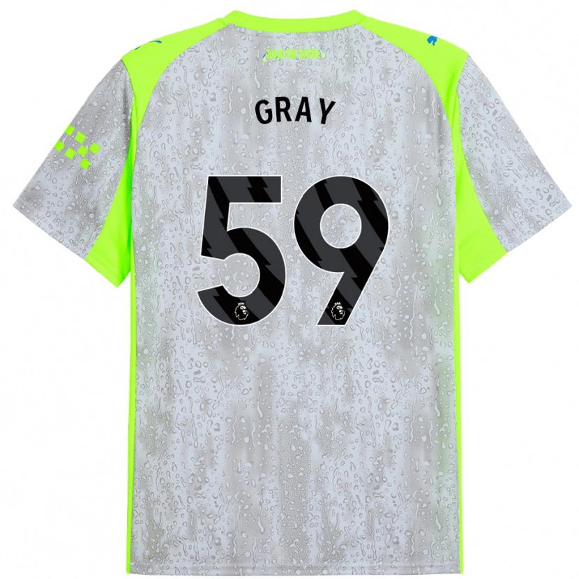 Danxen Kinderen Charlie Gray #59 Grijs Geel Thuisshirt Derde Tenue 2025/26 T-Shirt