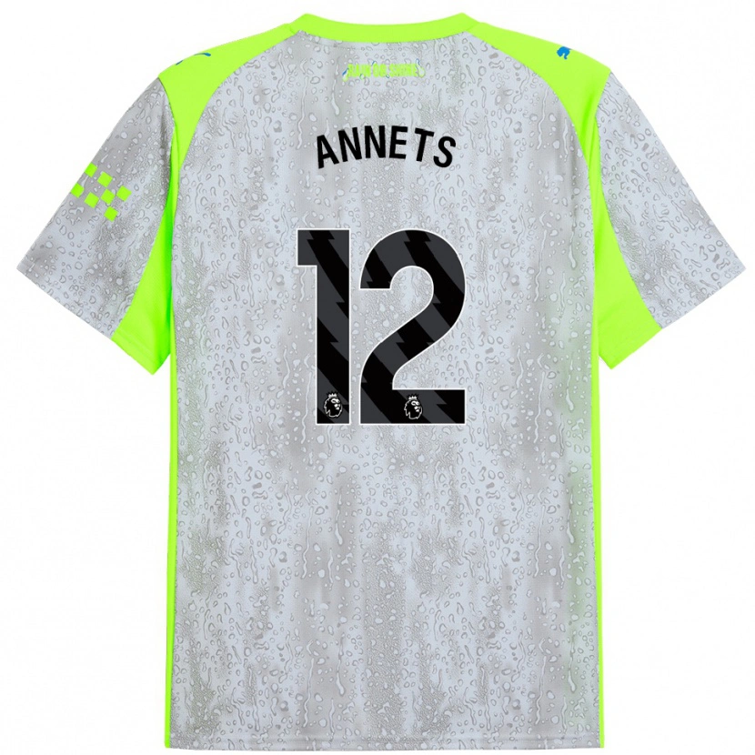 Danxen Kinderen Eve Annets #12 Grijs Geel Thuisshirt Derde Tenue 2025/26 T-Shirt