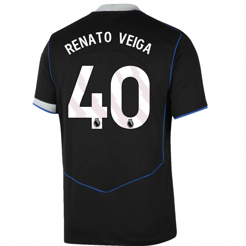 Danxen Kinderen Renato Veiga #40 Zwart Blauw Zilver Thuisshirt Derde Tenue 2025/26 T-Shirt