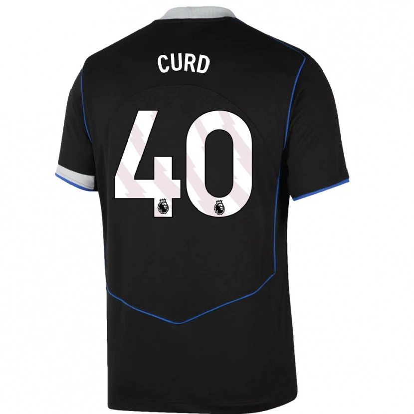Danxen Kinderen Ted Curd #40 Zwart Blauw Zilver Thuisshirt Derde Tenue 2025/26 T-Shirt