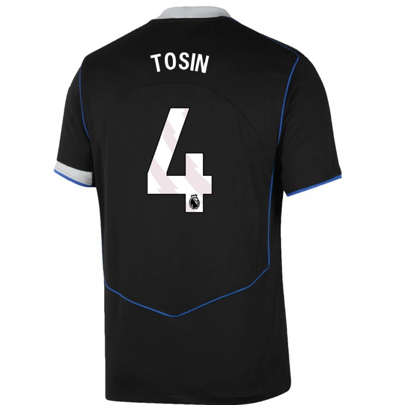 Danxen Kinderen Tosin Adarabioyo #4 Zwart Blauw Zilver Thuisshirt Derde Tenue 2025/26 T-Shirt