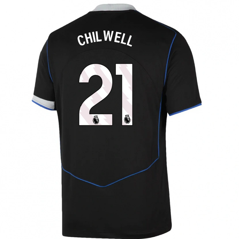 Danxen Kinderen Ben Chilwell #21 Zwart Blauw Zilver Thuisshirt Derde Tenue 2025/26 T-Shirt