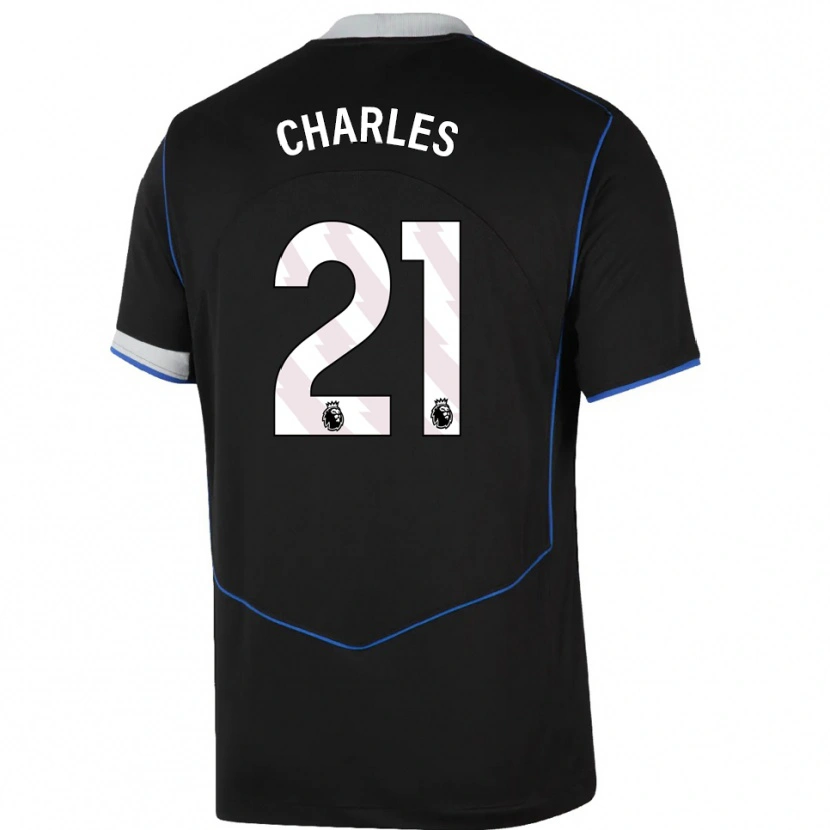 Danxen Kinderen Niamh Charles #21 Zwart Blauw Zilver Thuisshirt Derde Tenue 2025/26 T-Shirt