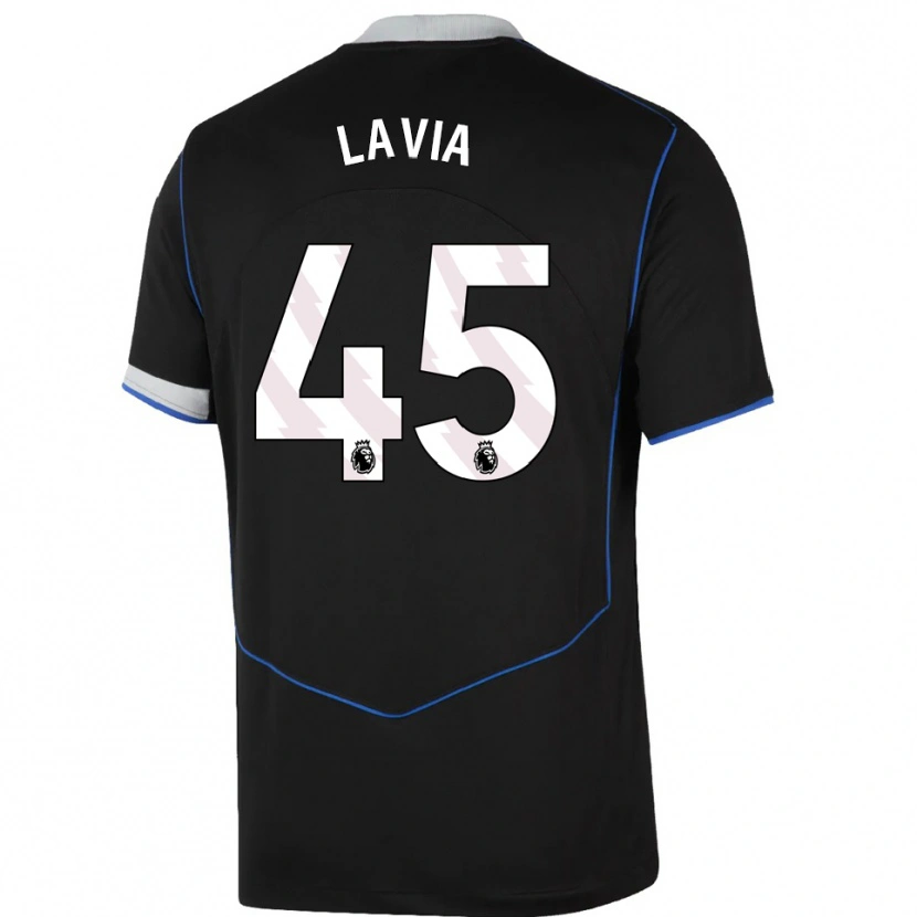 Danxen Kinderen Roméo Lavia #45 Zwart Blauw Zilver Thuisshirt Derde Tenue 2025/26 T-Shirt