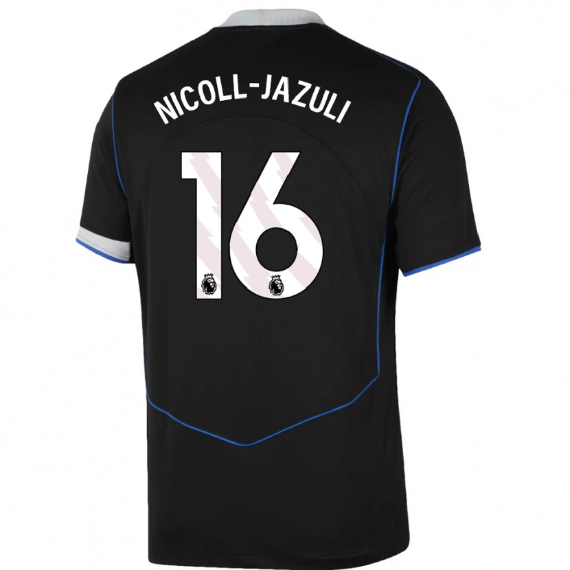 Danxen Kinderen Mahdi Nicoll-Jazuli #16 Zwart Blauw Zilver Thuisshirt Derde Tenue 2025/26 T-Shirt