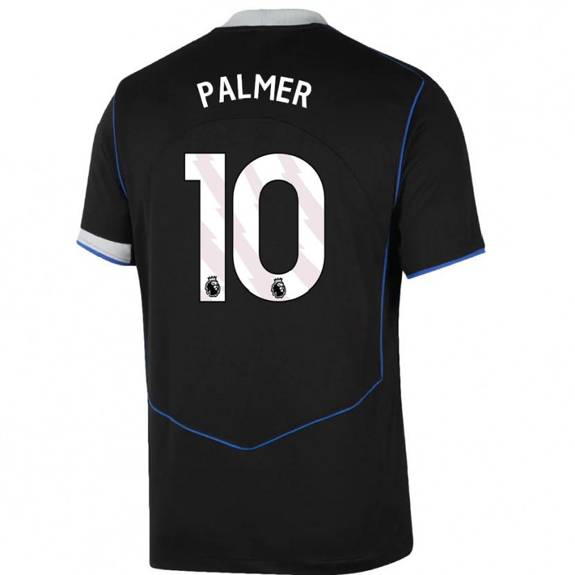 Danxen Kinderen Cole Palmer #10 Zwart Blauw Zilver Thuisshirt Derde Tenue 2025/26 T-Shirt