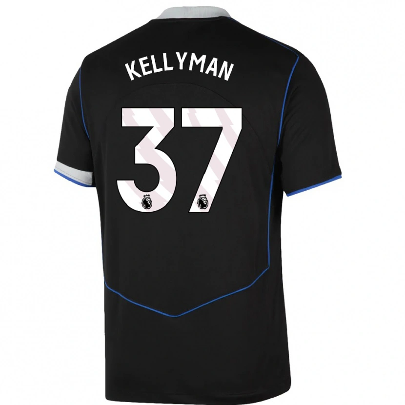Danxen Kinderen Omari Kellyman #37 Zwart Blauw Zilver Thuisshirt Derde Tenue 2025/26 T-Shirt