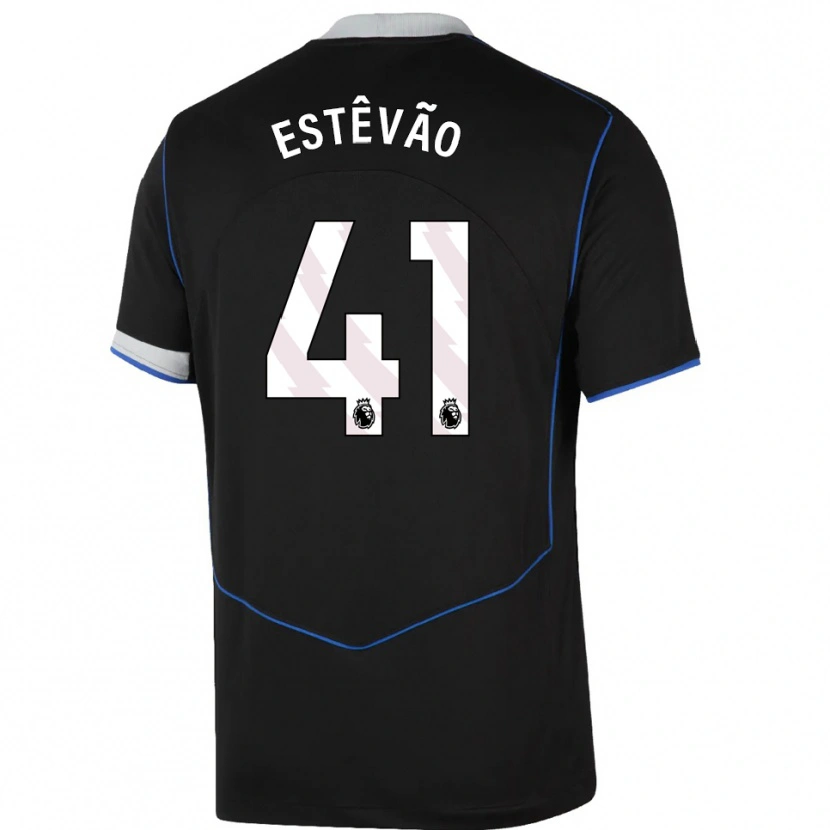 Danxen Kinderen Estêvão #41 Zwart Blauw Zilver Thuisshirt Derde Tenue 2025/26 T-Shirt