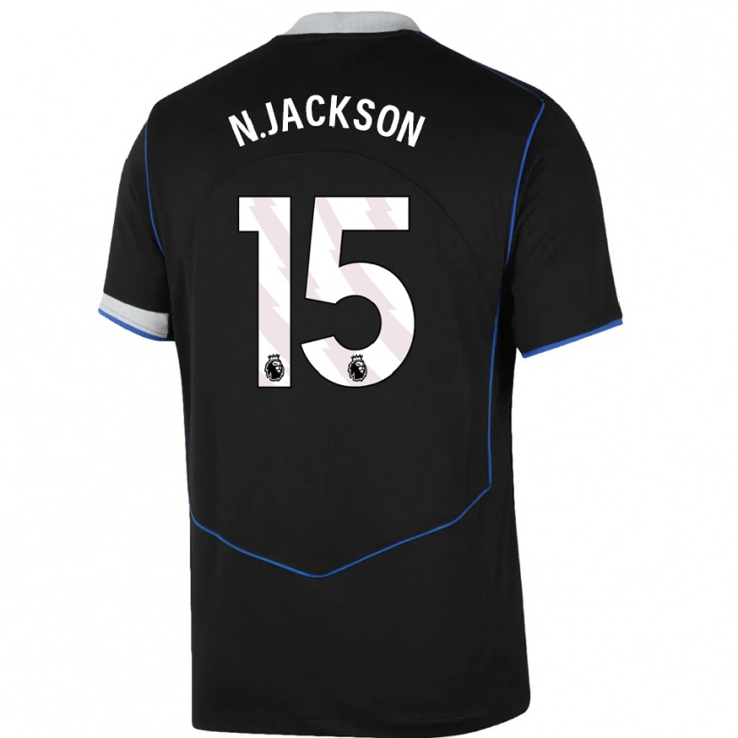 Danxen Kinderen Nicolas Jackson #15 Zwart Blauw Zilver Thuisshirt Derde Tenue 2025/26 T-Shirt