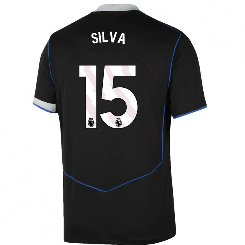 Danxen Kinderen Isaac Silva #15 Zwart Blauw Zilver Thuisshirt Derde Tenue 2025/26 T-Shirt