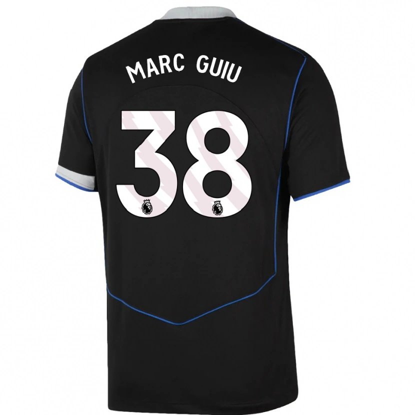 Danxen Kinderen Marc Guiu #38 Zwart Blauw Zilver Thuisshirt Derde Tenue 2025/26 T-Shirt