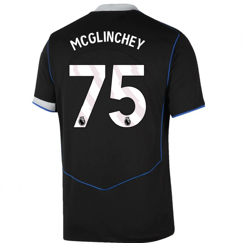 Danxen Kinderen Harry Mcglinchey #75 Zwart Blauw Zilver Thuisshirt Derde Tenue 2025/26 T-Shirt