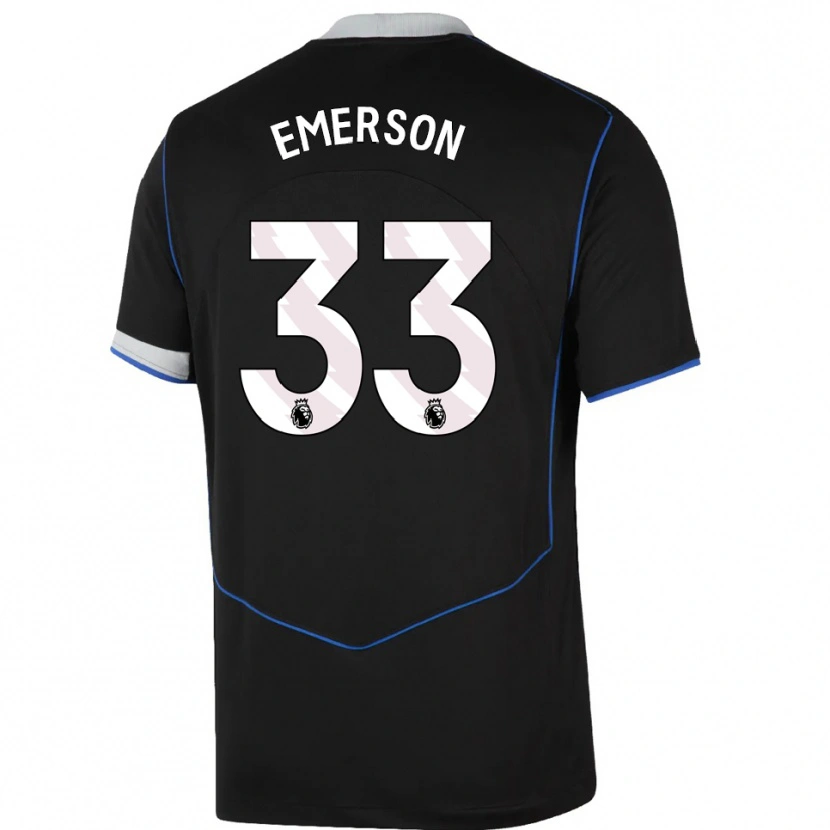 Danxen Kinderen Emerson #33 Zwart Blauw Zilver Thuisshirt Derde Tenue 2025/26 T-Shirt