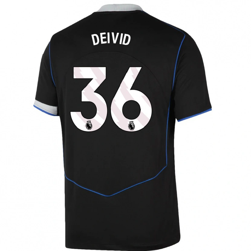 Danxen Kinderen Deivid Washington #36 Zwart Blauw Zilver Thuisshirt Derde Tenue 2025/26 T-Shirt