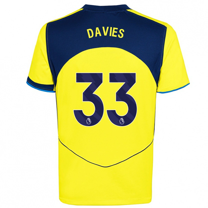 Danxen Kinderen Ben Davies #33 Geel Marineblauw Thuisshirt Derde Tenue 2025/26 T-Shirt