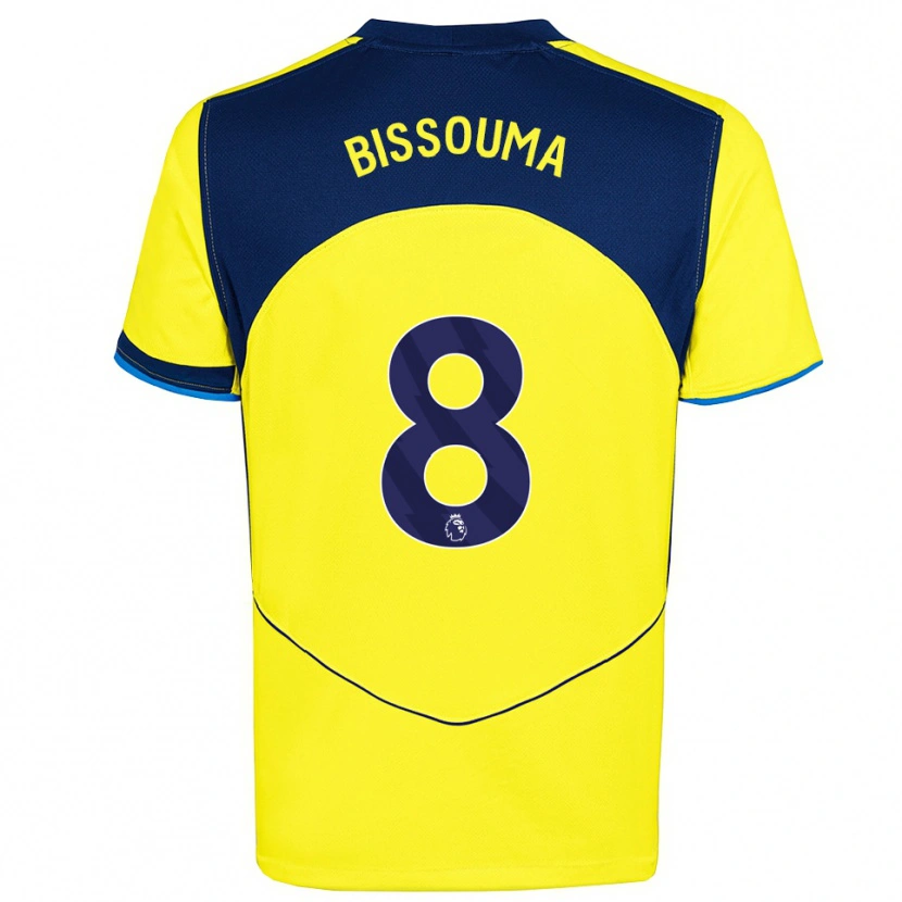 Danxen Kinderen Yves Bissouma #8 Geel Marineblauw Thuisshirt Derde Tenue 2025/26 T-Shirt