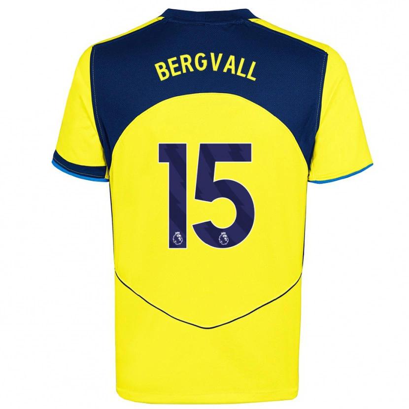 Danxen Kinderen Lucas Bergvall #15 Geel Marineblauw Thuisshirt Derde Tenue 2025/26 T-Shirt