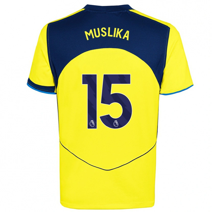 Danxen Kinderen Armend Muslika #15 Geel Marineblauw Thuisshirt Derde Tenue 2025/26 T-Shirt