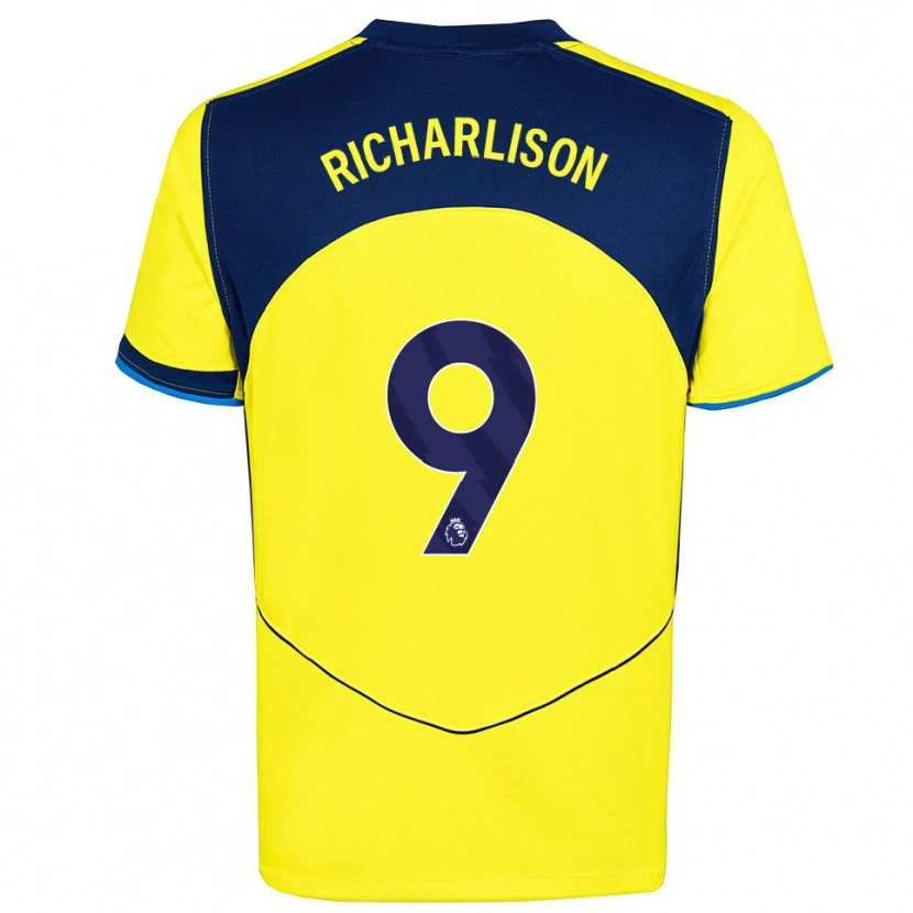 Danxen Kinderen Richarlison #9 Geel Marineblauw Thuisshirt Derde Tenue 2025/26 T-Shirt