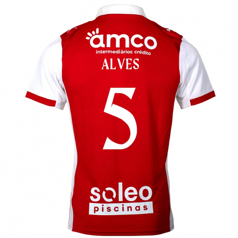 Danxen Heren Eduardo Alves #5 Rood Wit Thuisshirt Thuistenue 2025/26 T-Shirt