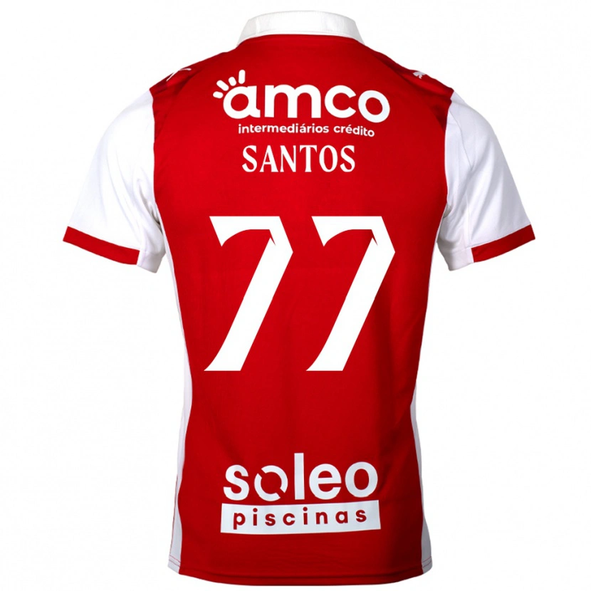 Danxen Heren Edu Santos #77 Rood Wit Thuisshirt Thuistenue 2025/26 T-Shirt