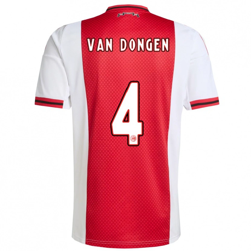 Danxen Heren Bram Van Dongen #4 Rood Wit Thuisshirt Thuistenue 2025/26 T-Shirt