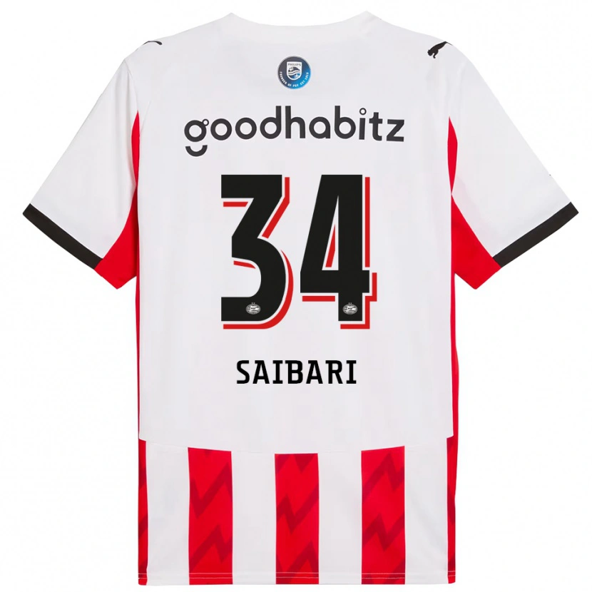 Danxen Heren Ismael Saibari #34 Rood Wit Thuisshirt Thuistenue 2025/26 T-Shirt