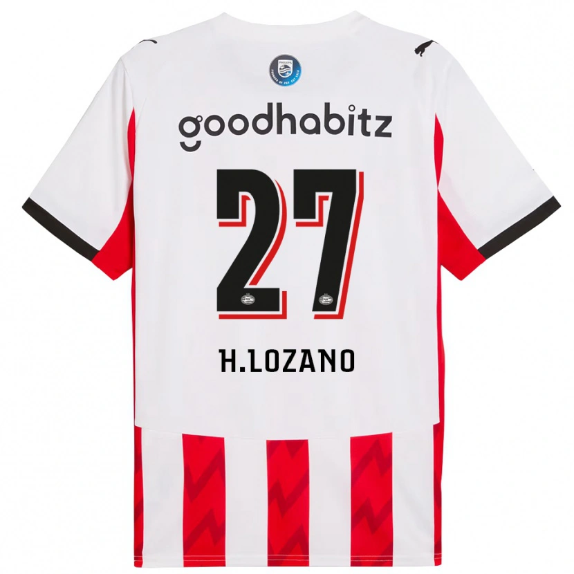 Danxen Heren Hirving Lozano #27 Rood Wit Thuisshirt Thuistenue 2025/26 T-Shirt