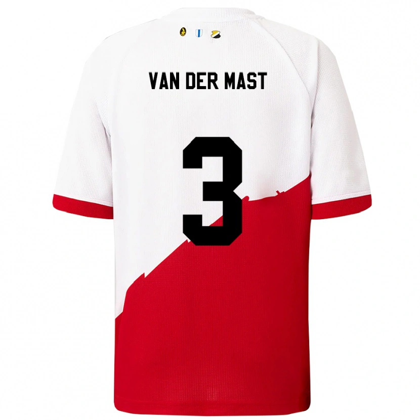Danxen Heren Hylke Van Der Mast #3 Wit Rood Thuisshirt Thuistenue 2025/26 T-Shirt