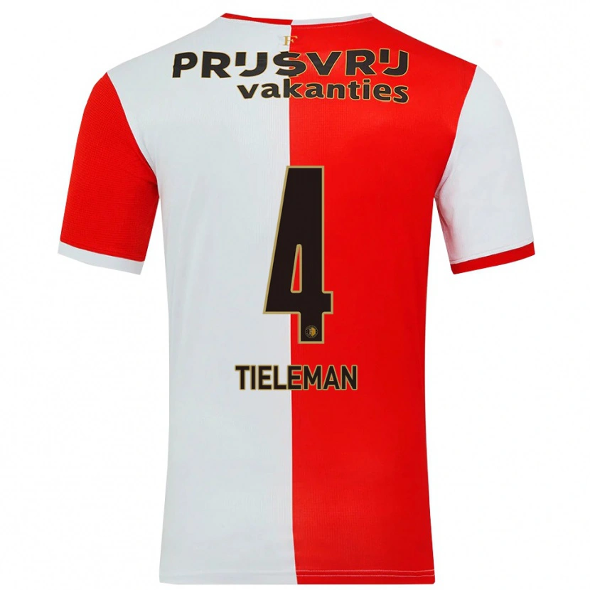 Danxen Heren Jerry Tieleman #4 Rood Wit Thuisshirt Thuistenue 2025/26 T-Shirt