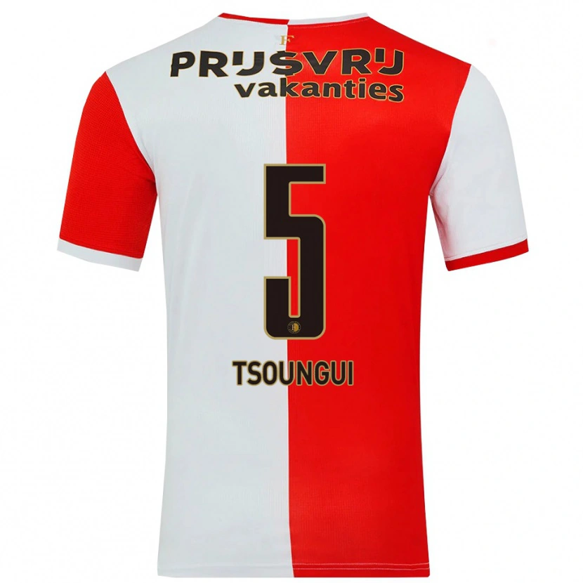 Danxen Heren Antef Tsoungui #5 Rood Wit Thuisshirt Thuistenue 2025/26 T-Shirt
