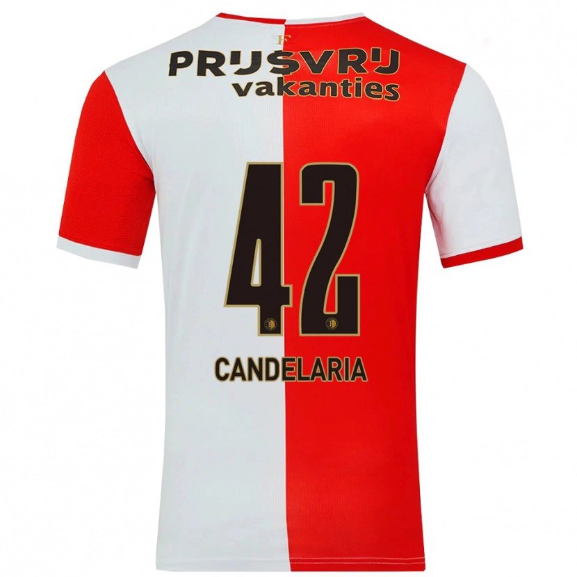 Danxen Heren Jayden Candelaria #42 Rood Wit Thuisshirt Thuistenue 2025/26 T-Shirt