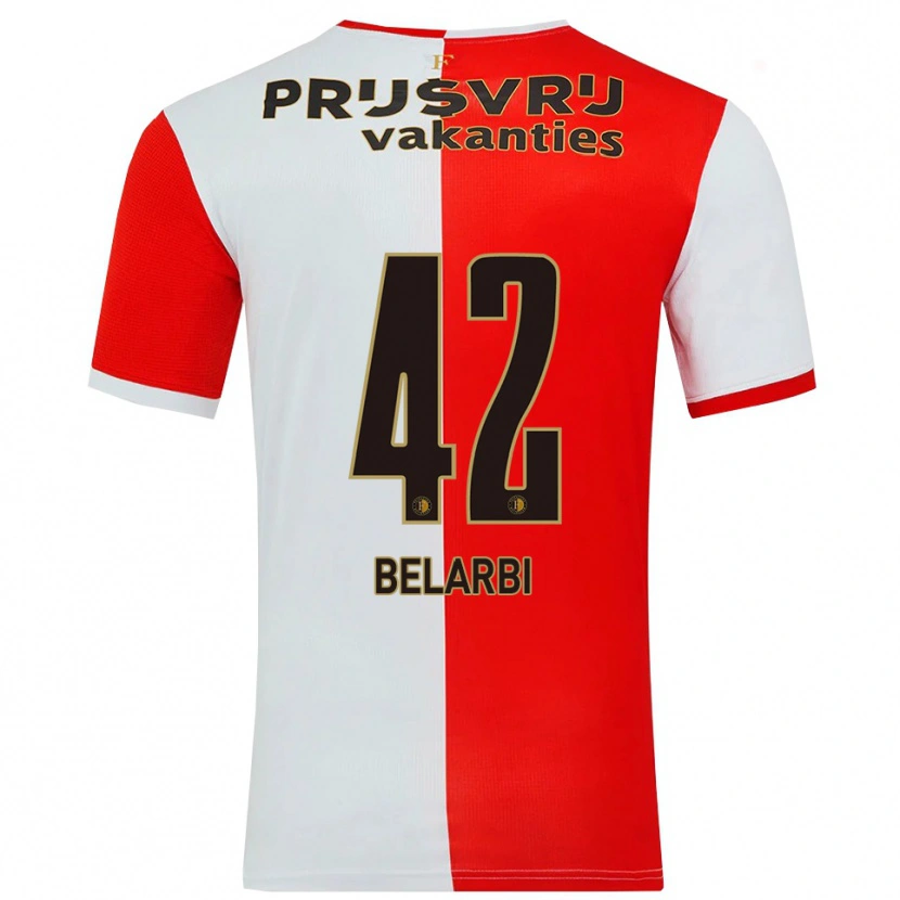 Danxen Heren Abdel Belarbi #42 Rood Wit Thuisshirt Thuistenue 2025/26 T-Shirt