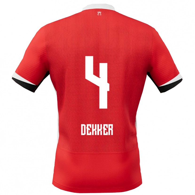 Danxen Heren Maxim Dekker #4 Rood Wit Thuisshirt Thuistenue 2025/26 T-Shirt